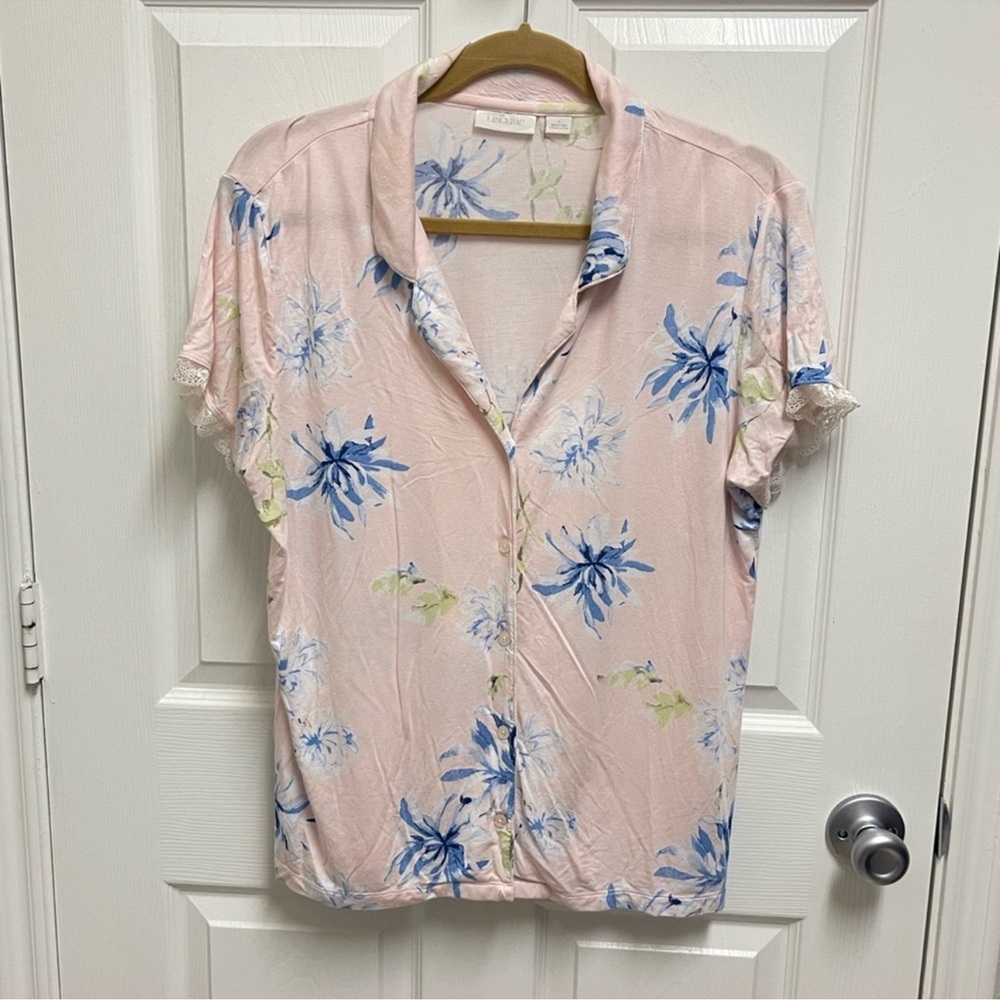 Nordstrom Lingerie Pink Floral Pajama Top. Sz Small